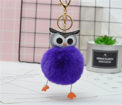 Cute Pompom Owl Μπρελόκ pom pom Μπρελόκ με μπρελόκ με γούνα κουνελιού μπαλάκι pompon Porte Clef Fluffy Δερμάτινο μπρελόκ αξεσουάρ Κοσμήματα