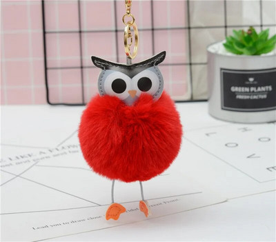 Cute Pompom Owl Μπρελόκ pom pom Μπρελόκ με μπρελόκ με γούνα κουνελιού μπαλάκι pompon Porte Clef Fluffy Δερμάτινο μπρελόκ αξεσουάρ Κοσμήματα