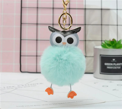 Cute Pompom Owl Μπρελόκ pom pom Μπρελόκ με μπρελόκ με γούνα κουνελιού μπαλάκι pompon Porte Clef Fluffy Δερμάτινο μπρελόκ αξεσουάρ Κοσμήματα