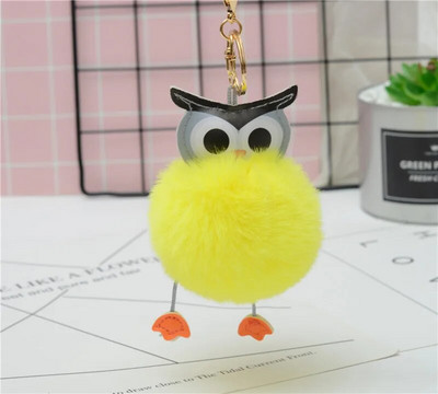 Cute Pompom Owl Μπρελόκ pom pom Μπρελόκ με μπρελόκ με γούνα κουνελιού μπαλάκι pompon Porte Clef Fluffy Δερμάτινο μπρελόκ αξεσουάρ Κοσμήματα
