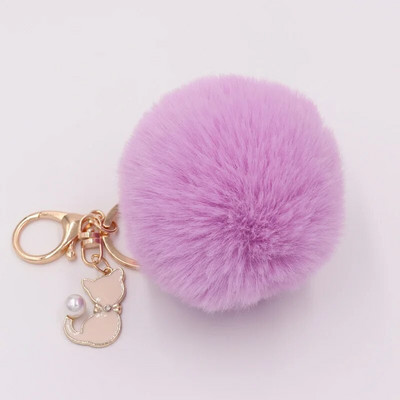 Χαριτωμένο ροζ γούνα γάτας Μπρελόκ ψεύτικο γούνινο μπρελόκ Μπρελόκ Χνουδωτό Πομπον Μπρελόκ Μπρελόκ Μπρελόκ Μπρελόκ Llaveros Chaveiros Μπρελόκ