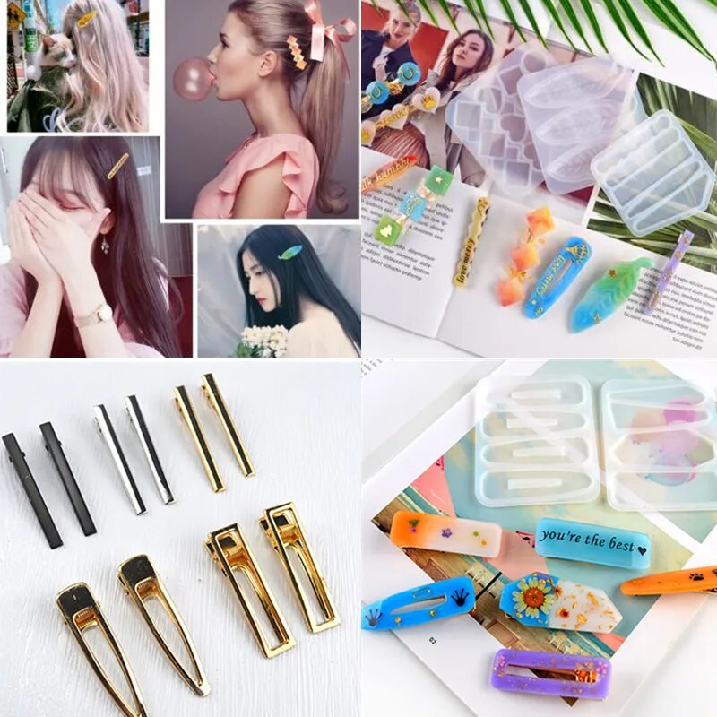 Καλούπια σιλικόνης για φουρκέτα για εργαλεία κατασκευής κοσμημάτων DIY Χειροτεχνία με ρητίνη UV Γεωμετρικά αξεσουάρ μαλλιών πολλαπλών σχημάτων Καλούπι εποξειδικής ρητίνης