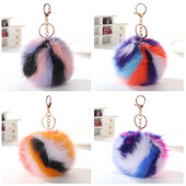 Daudzkrāsains pūkains kažokādas atslēgu piekariņi Mīļi kažokādas Pom Pom Balls Atslēgu piekariņi Atslēgu piekariņi Auto rokassomu kulons sievietēm Aksesuāri Dāvanas