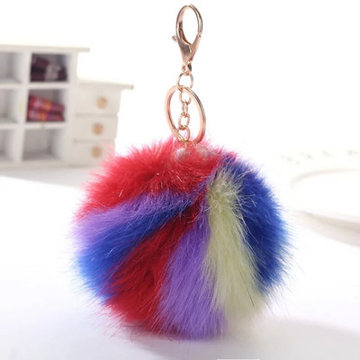 Daudzkrāsains pūkains kažokādas atslēgu piekariņi Mīļi kažokādas Pom Pom Balls Atslēgu piekariņi Atslēgu piekariņi Auto rokassomu kulons sievietēm Aksesuāri Dāvanas