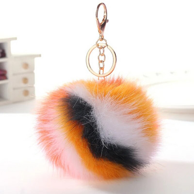 Daudzkrāsains pūkains kažokādas atslēgu piekariņi Mīļi kažokādas Pom Pom Balls Atslēgu piekariņi Atslēgu piekariņi Auto rokassomu kulons sievietēm Aksesuāri Dāvanas