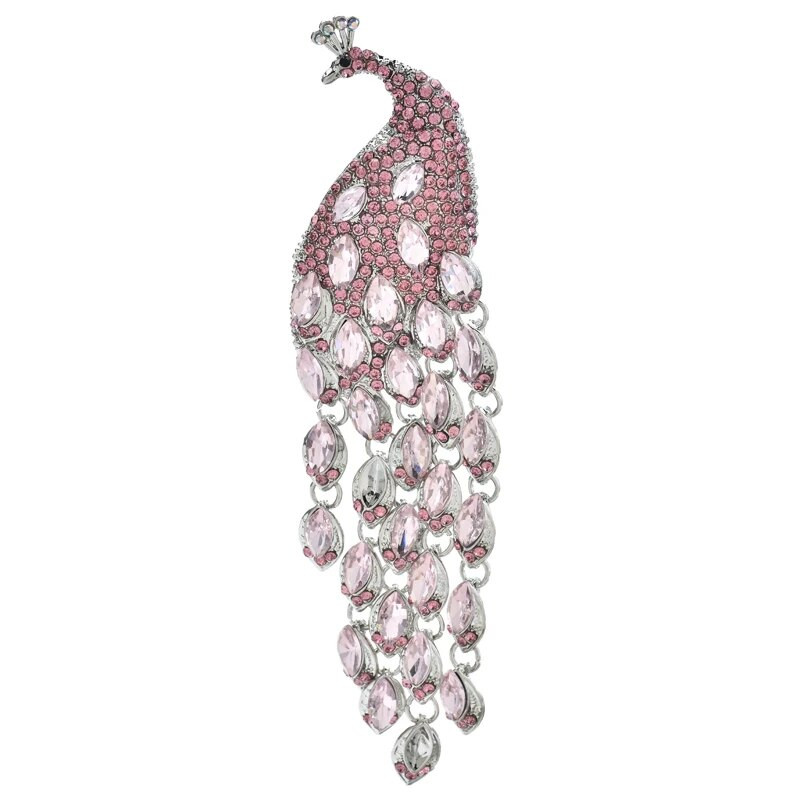 Wuli&baby Big Lusury pāva saktas sievietēm Sieviešu dāmu skaistumkopšanas kalnu strēles pušķis astes putnu ballīte biroja piespraudes piespraudes dāvanas