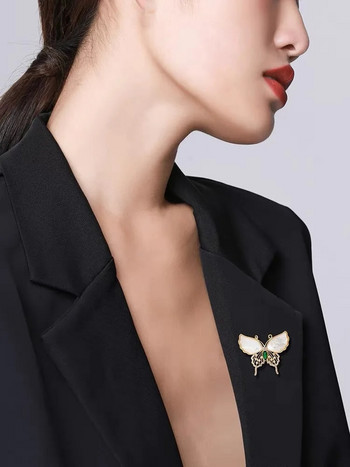 Νέο φυσικό κέλυφος καρφίτσες πεταλούδα από στρας για γυναίκες καρφίτσες πέτο Κομψό κοστούμι για πάρτι Μικρά αξεσουάρ Δώρο