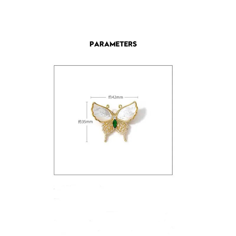 Jaunas Natural Shell Rhinestone tauriņu saktas sievietēm Atloka piespraudes Eleganti ballīšu apģērbi, kostīmi mazi aksesuāri, dāvana