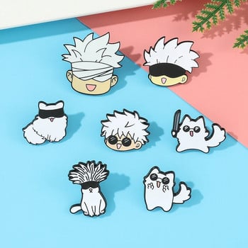 Japan Anime Jujutsu Kaisen Yuta Okkotsu Pin Gojo Satoru Cats Enamel Brooch Сладка манга значка Lapel Pin за раница Аксесоари