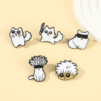 Japan Anime Jujutsu Kaisen Yuta Okkotsu Pin Gojo Satoru Cats Enamel Brooch Сладка манга значка Lapel Pin за раница Аксесоари
