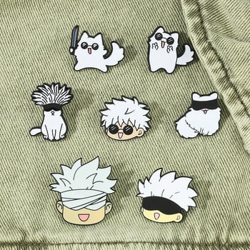 Japan Anime Jujutsu Kaisen Yuta Okkotsu Pin Gojo Satoru Cats Enamel Brooch Сладка манга значка Lapel Pin за раница Аксесоари