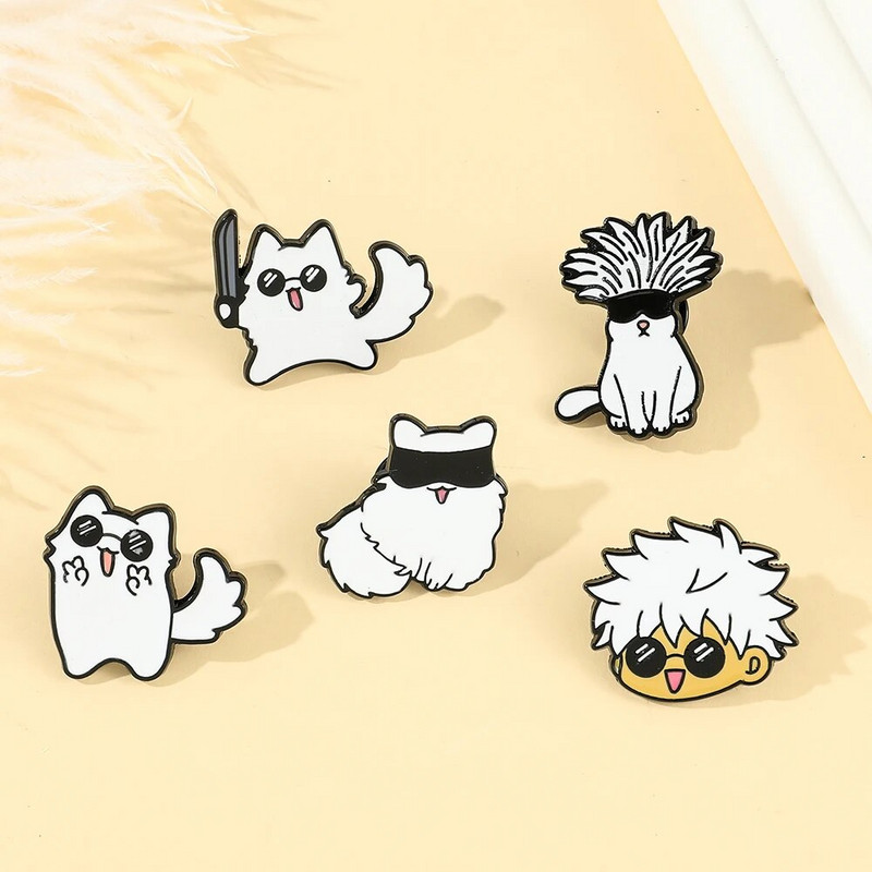 Japānas anime Jujutsu Kaisen Yuta Okkotsu Pin Gojo Satoru Cats Emaljas Piespraude Jauka Manga Žetona atloka piespraude mugursomas aksesuāriem