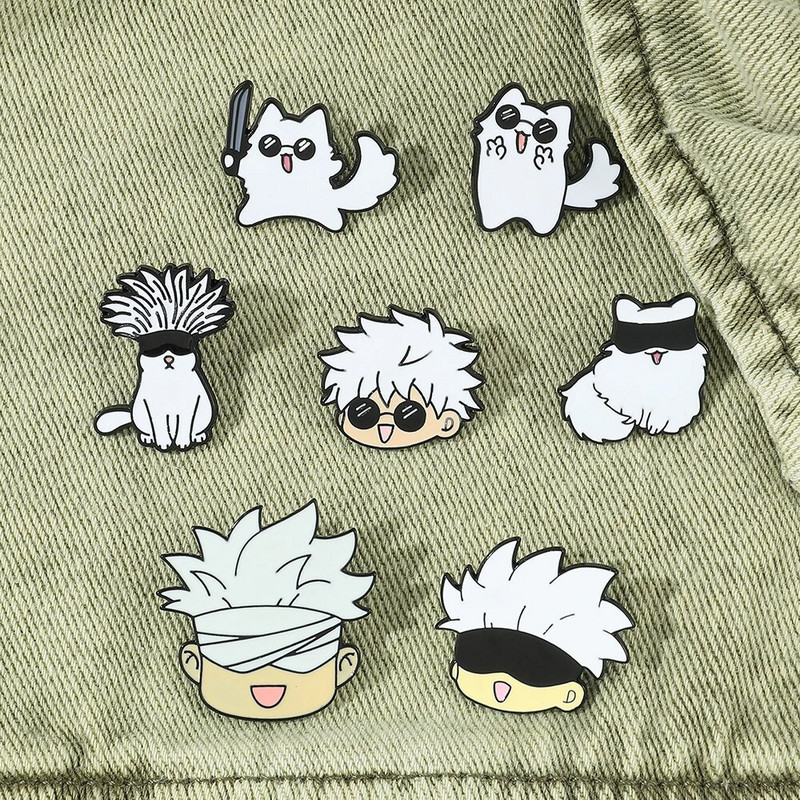 Japānas anime Jujutsu Kaisen Yuta Okkotsu Pin Gojo Satoru Cats Emaljas Piespraude Jauka Manga Žetona atloka piespraude mugursomas aksesuāriem
