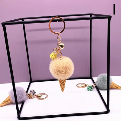 1 tk Kunstkarusnahast jäätise ripatsiga võtmehoidja armas multikas võtmehoidja plüüsist kott rippuv koonus auto võtmehoidja rõngas kotid ripats ehted kingitus