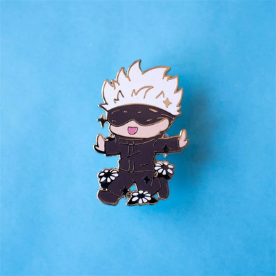 Anime Jujutsu Kaisen Aranyos Gojo Satoru Kemény Zománcos Kitűző Bross DIY Hátizsák gallér hajtóka Ajándék Ékszer Bross Kiegészítők