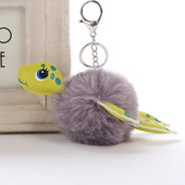 Χαριτωμένη μπάλα χελώνας Κρεμαστό μπρελόκ με ψεύτικη γούνα για γυναικείες τσάντες αυτοκίνητα Μαλακό πομ πομ χνουδωτά μπρελόκ Κρεμαστό κρεμαστό κόσμημα Porte Clef Charm