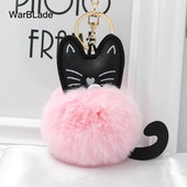 WarBLade auto atslēgu piekariņš Pompom Cat atslēgu piekariņš pūkains truša kažokādas lodīšu atslēgu piekariņš Porte Clef sievietēm soma Auto atslēgu piekariņš Ziemassvētku dāvana