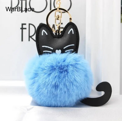 WarBLade auto atslēgu piekariņš Pompom Cat atslēgu piekariņš pūkains truša kažokādas lodīšu atslēgu piekariņš Porte Clef sievietēm soma Auto atslēgu piekariņš Ziemassvētku dāvana