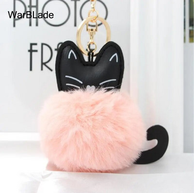 WarBLade auto atslēgu piekariņš Pompom Cat atslēgu piekariņš pūkains truša kažokādas lodīšu atslēgu piekariņš Porte Clef sievietēm soma Auto atslēgu piekariņš Ziemassvētku dāvana