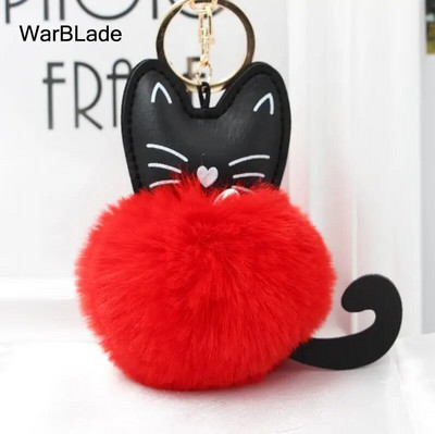 WarBLade auto atslēgu piekariņš Pompom Cat atslēgu piekariņš pūkains truša kažokādas lodīšu atslēgu piekariņš Porte Clef sievietēm soma Auto atslēgu piekariņš Ziemassvētku dāvana