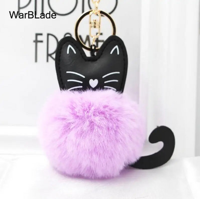 WarBLade auto atslēgu piekariņš Pompom Cat atslēgu piekariņš pūkains truša kažokādas lodīšu atslēgu piekariņš Porte Clef sievietēm soma Auto atslēgu piekariņš Ziemassvētku dāvana