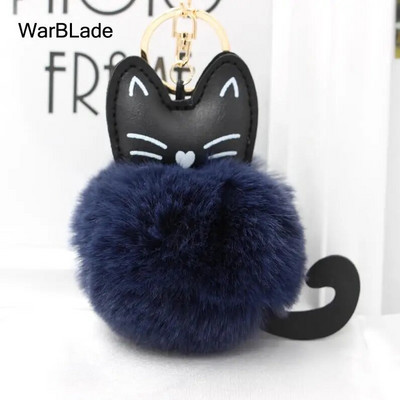 WarBLade auto atslēgu piekariņš Pompom Cat atslēgu piekariņš pūkains truša kažokādas lodīšu atslēgu piekariņš Porte Clef sievietēm soma Auto atslēgu piekariņš Ziemassvētku dāvana