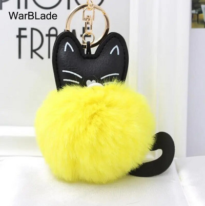 WarBLade auto atslēgu piekariņš Pompom Cat atslēgu piekariņš pūkains truša kažokādas lodīšu atslēgu piekariņš Porte Clef sievietēm soma Auto atslēgu piekariņš Ziemassvētku dāvana