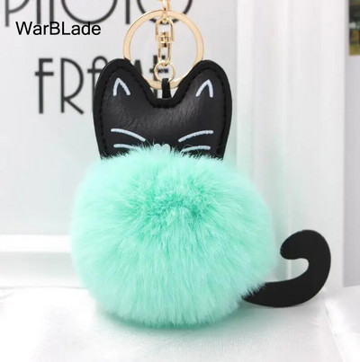 WarBLade auto atslēgu piekariņš Pompom Cat atslēgu piekariņš pūkains truša kažokādas lodīšu atslēgu piekariņš Porte Clef sievietēm soma Auto atslēgu piekariņš Ziemassvētku dāvana