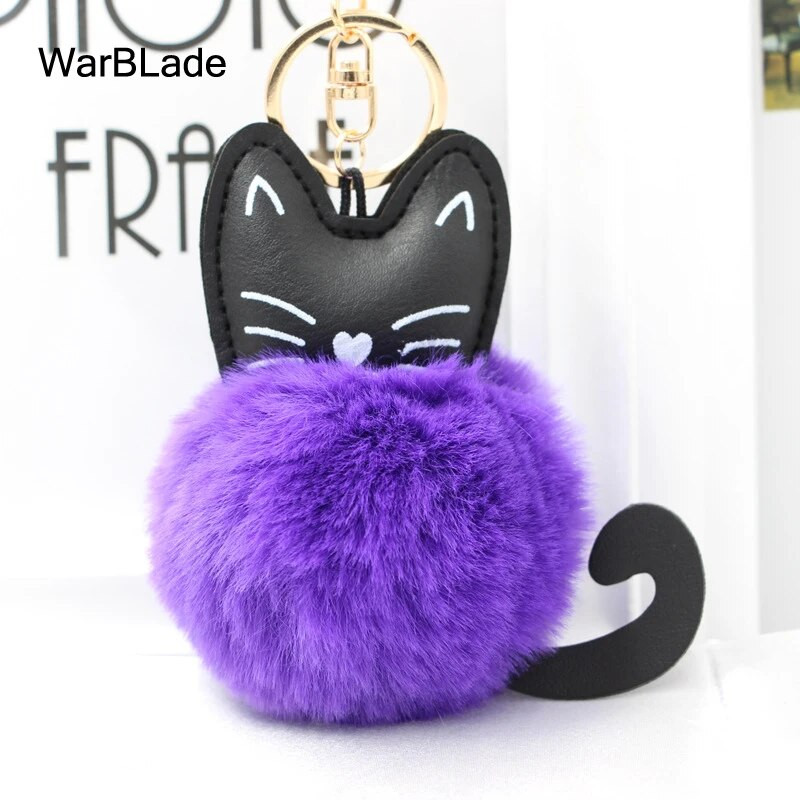 WarBLade Privjesak za ključeve s mačkama s pompom Privjesak za ključeve s loptom od zečjeg krzna Porte Clef za žene Torba Privjesak za ključeve automobila Božićni dar