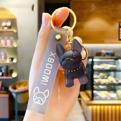 Μπρελόκ πανκ γαλλικό μπουλντόγκ PU Δερμάτινο μπρελόκ σκύλου Μόδα για γυναικεία τσάντα Κρεμαστό κόσμημα μπιχλιμπίδι Ανδρικό μπρελόκ αυτοκινήτου Μπρελόκ