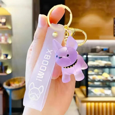 Μπρελόκ πανκ γαλλικό μπουλντόγκ PU Δερμάτινο μπρελόκ σκύλου Μόδα για γυναικεία τσάντα Κρεμαστό κόσμημα μπιχλιμπίδι Ανδρικό μπρελόκ αυτοκινήτου Μπρελόκ