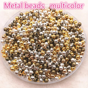 Νέες 3mm--8mm Tone Metal Beads Λείες χάντρες Spacer Ball for Jewelry Making Diy Handmade Accessories