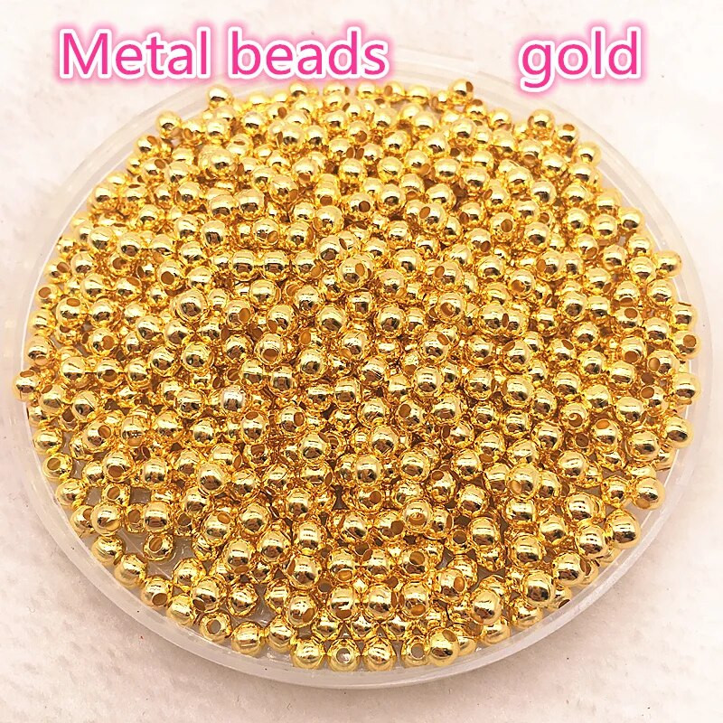 Jaunas 3 mm–8 mm toņu metāla krelles, gludas bumbiņas starplikas krelles rotaslietu izgatavošanai, ar rokām darināti aksesuāri