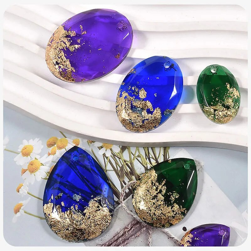 Cabochon dragulj, ovalna suza, silikonski kalup od epoksidne smole. Uradi sam, privjesak, naušnice, izrada nakita, privjesak za ključeve. Kalup za umjetničke alate.