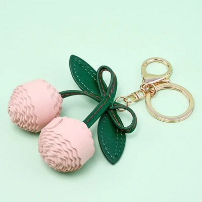 Ženski crtani modni ručno rađeni privjesak od velike trešnje od PU kože, kreativni voćni privjesak za ključeve, torba za slatke djevojke, viseći držač za ključeve, nakit