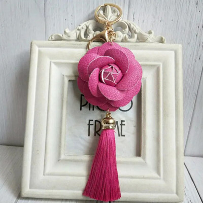 Fooderwerk Jewelry 7 Χρώματα Δερμάτινο Τριαντάφυλλο Μπρελόκ DIY Χειροποίητο κόσμημα Creative Lun Polyester Ice Silk Tassel Ear Bag