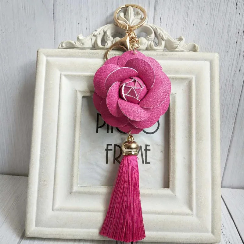 Fooderwerk Jewelry 7 Χρώματα Δερμάτινο Τριαντάφυλλο Μπρελόκ DIY Χειροποίητο κόσμημα Creative Lun Polyester Ice Silk Tassel Ear Bag