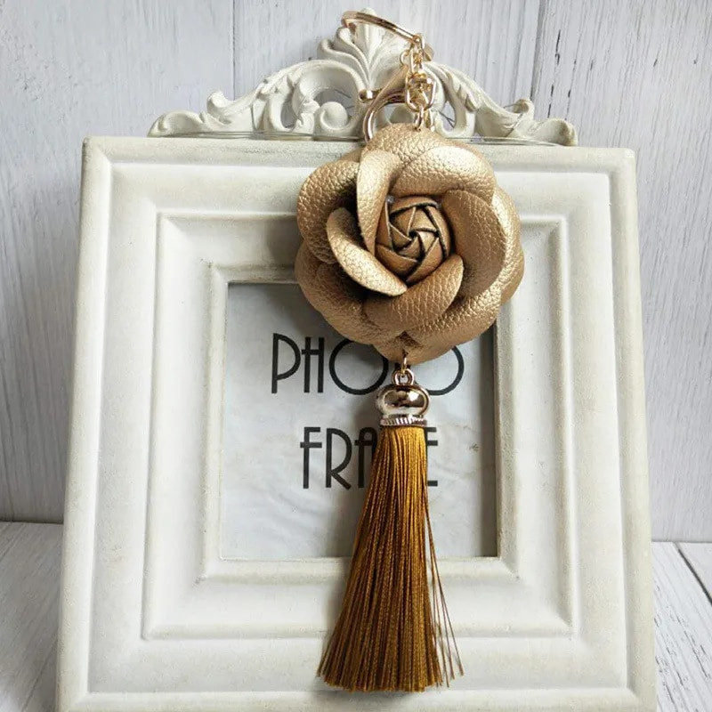 Fooderwerk Jewelry 7 Χρώματα Δερμάτινο Τριαντάφυλλο Μπρελόκ DIY Χειροποίητο κόσμημα Creative Lun Polyester Ice Silk Tassel Ear Bag