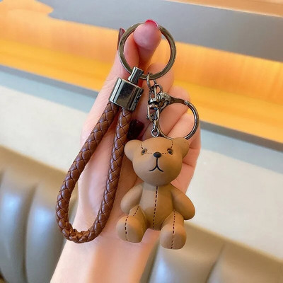 Slatki kožni medvjed Privjesak za ključeve Smola Mašna zvono Zec Privjesak za ključeve Tkanje Modna torba za lutke Privjesak Blagdanski auto privjesak za ključeve za djevojčice Poklon