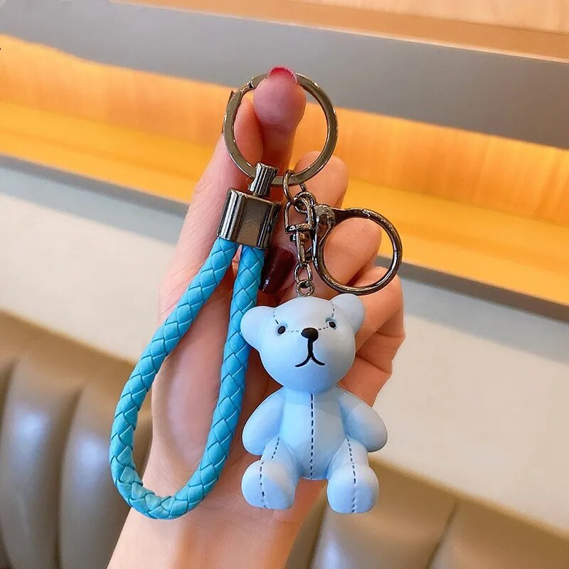 Slatki kožni medvjed Privjesak za ključeve Smola Mašna zvono Zec Privjesak za ključeve Tkanje Modna torba za lutke Privjesak Blagdanski auto privjesak za ključeve za djevojčice Poklon
