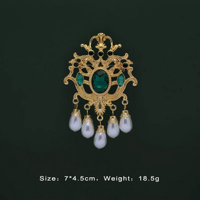 Baroka vintage zelta krāsas kristāla pērles piespraudes Piespraudes dārgakmens dobas ģeometriskas taisnstūra saktas apkakle sievietēm rotaslietas