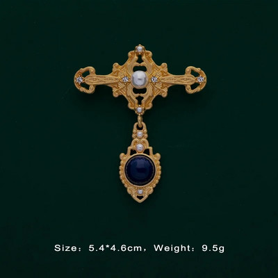 Baroka vintage zelta krāsas kristāla pērles piespraudes Piespraudes dārgakmens dobas ģeometriskas taisnstūra saktas apkakle sievietēm rotaslietas