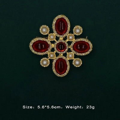 Baroka vintage zelta krāsas kristāla pērles piespraudes Piespraudes dārgakmens dobas ģeometriskas taisnstūra saktas apkakle sievietēm rotaslietas