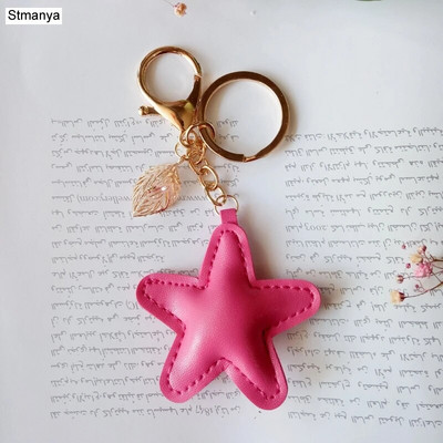 Γυναικείο Δερμάτινο Μπρελόκ Καρδιά Νέο Δερμάτινο Μπρελόκ Πεντάγραμμο Αστερίας με φύλλο Κρεμαστό Μπρελόκ Τσάντα Μπρελόκ Δώρο πάρτι JK3147