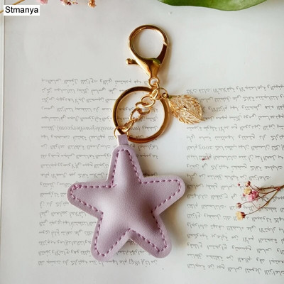 Γυναικείο Δερμάτινο Μπρελόκ Καρδιά Νέο Δερμάτινο Μπρελόκ Πεντάγραμμο Αστερίας με φύλλο Κρεμαστό Μπρελόκ Τσάντα Μπρελόκ Δώρο πάρτι JK3147