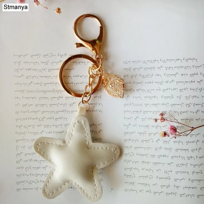 Γυναικείο Δερμάτινο Μπρελόκ Καρδιά Νέο Δερμάτινο Μπρελόκ Πεντάγραμμο Αστερίας με φύλλο Κρεμαστό Μπρελόκ Τσάντα Μπρελόκ Δώρο πάρτι JK3147