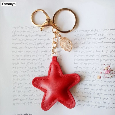 Γυναικείο Δερμάτινο Μπρελόκ Καρδιά Νέο Δερμάτινο Μπρελόκ Πεντάγραμμο Αστερίας με φύλλο Κρεμαστό Μπρελόκ Τσάντα Μπρελόκ Δώρο πάρτι JK3147