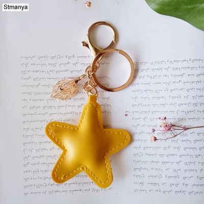 Γυναικείο Δερμάτινο Μπρελόκ Καρδιά Νέο Δερμάτινο Μπρελόκ Πεντάγραμμο Αστερίας με φύλλο Κρεμαστό Μπρελόκ Τσάντα Μπρελόκ Δώρο πάρτι JK3147