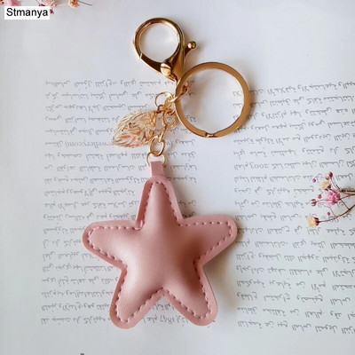 Γυναικείο Δερμάτινο Μπρελόκ Καρδιά Νέο Δερμάτινο Μπρελόκ Πεντάγραμμο Αστερίας με φύλλο Κρεμαστό Μπρελόκ Τσάντα Μπρελόκ Δώρο πάρτι JK3147