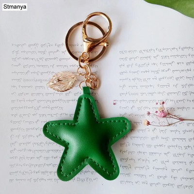 Γυναικείο Δερμάτινο Μπρελόκ Καρδιά Νέο Δερμάτινο Μπρελόκ Πεντάγραμμο Αστερίας με φύλλο Κρεμαστό Μπρελόκ Τσάντα Μπρελόκ Δώρο πάρτι JK3147